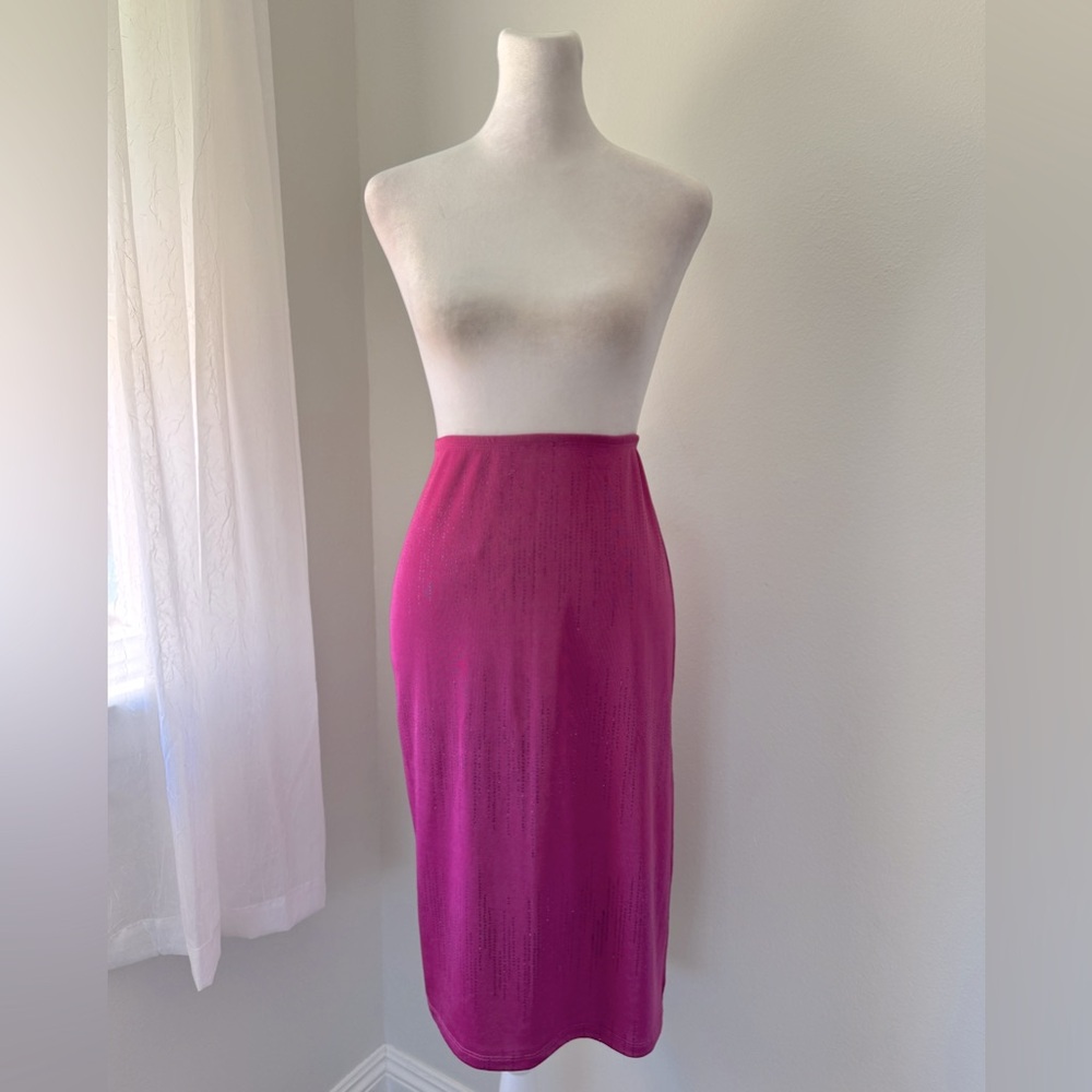 Rampage Fuchsia Sparkle Stretchy Lightweight Skirt w/ Slit